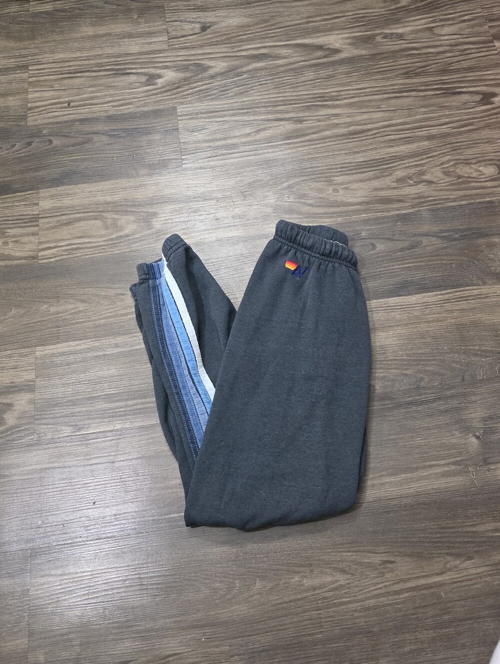 Aviator Nation Women's 5 Striped Charcoal Blue Sweatpants